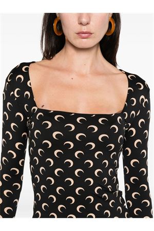 Top in tessuto elasticizzato nero e beige MARINE SERRE | WTS017ACJER0001IT99